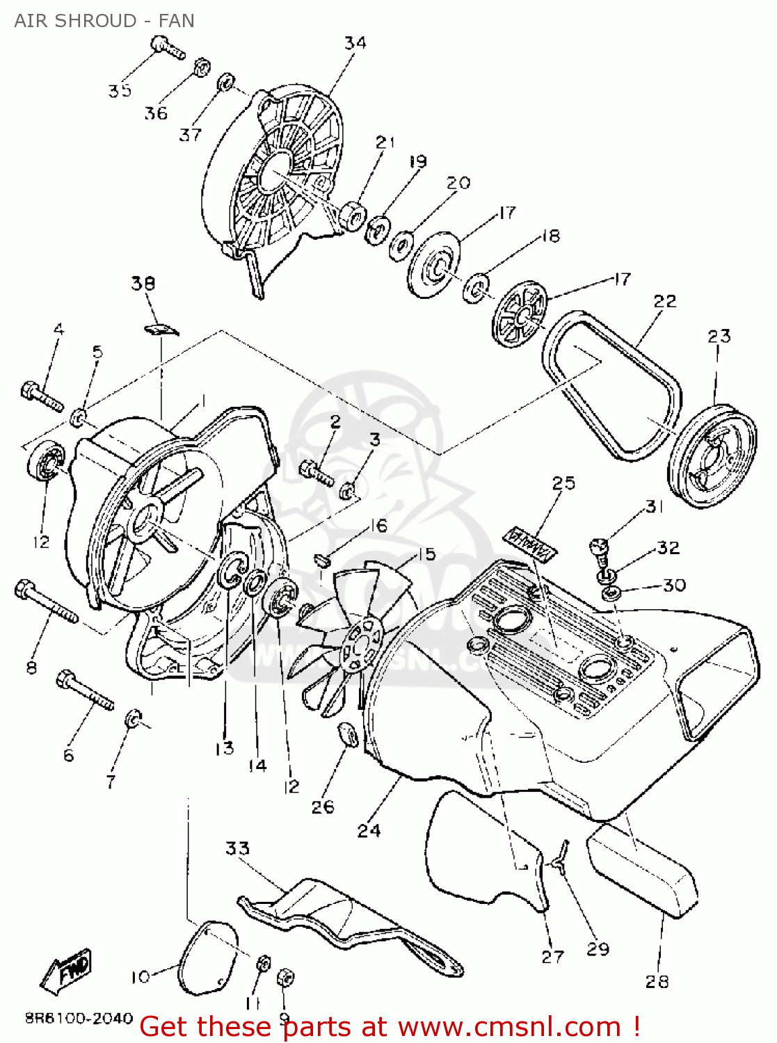 8H81265200: Air Shroud, Cylinder 2 Yamaha - buy the 8H8-12652-00-00 at ...