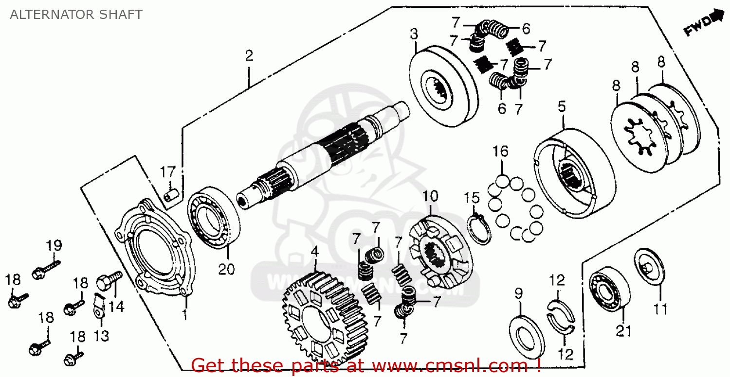 SHAFT ASSY.,A.C.G for GL1200D GOLDWING 1987 (H) - order at CMSNL