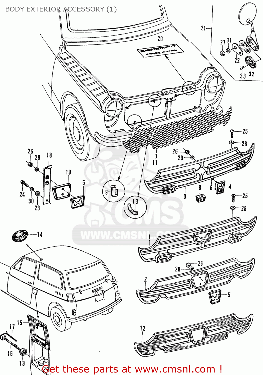 COVER,FRONT GRILL for N360 COUPE STATIONWAGON (KB KD KE KF KG KJ