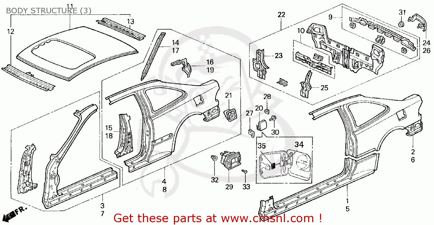 63315SR8A00ZZ: Extn R,rr Gutter Honda - buy the 63315-SR8-A00ZZ at CMSNL