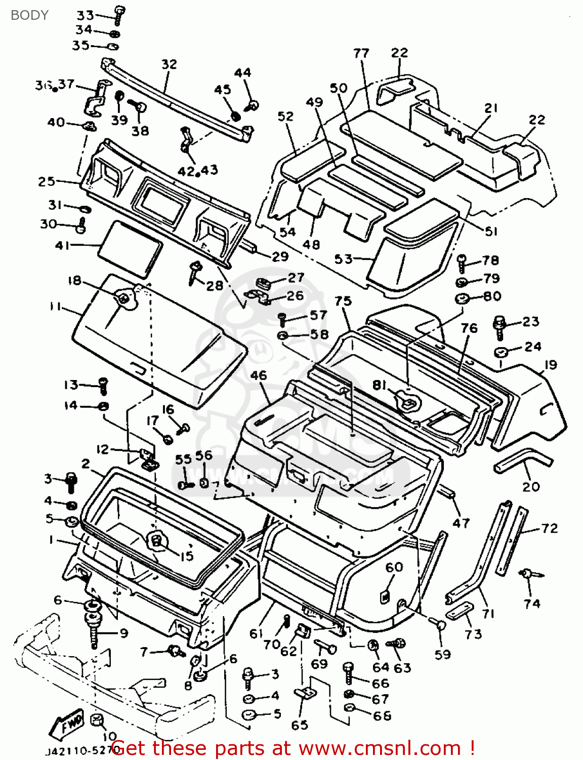 J427813M00: Hinge, Ventilator1 Yamaha - buy the J42-7813M-00 at CMSNL