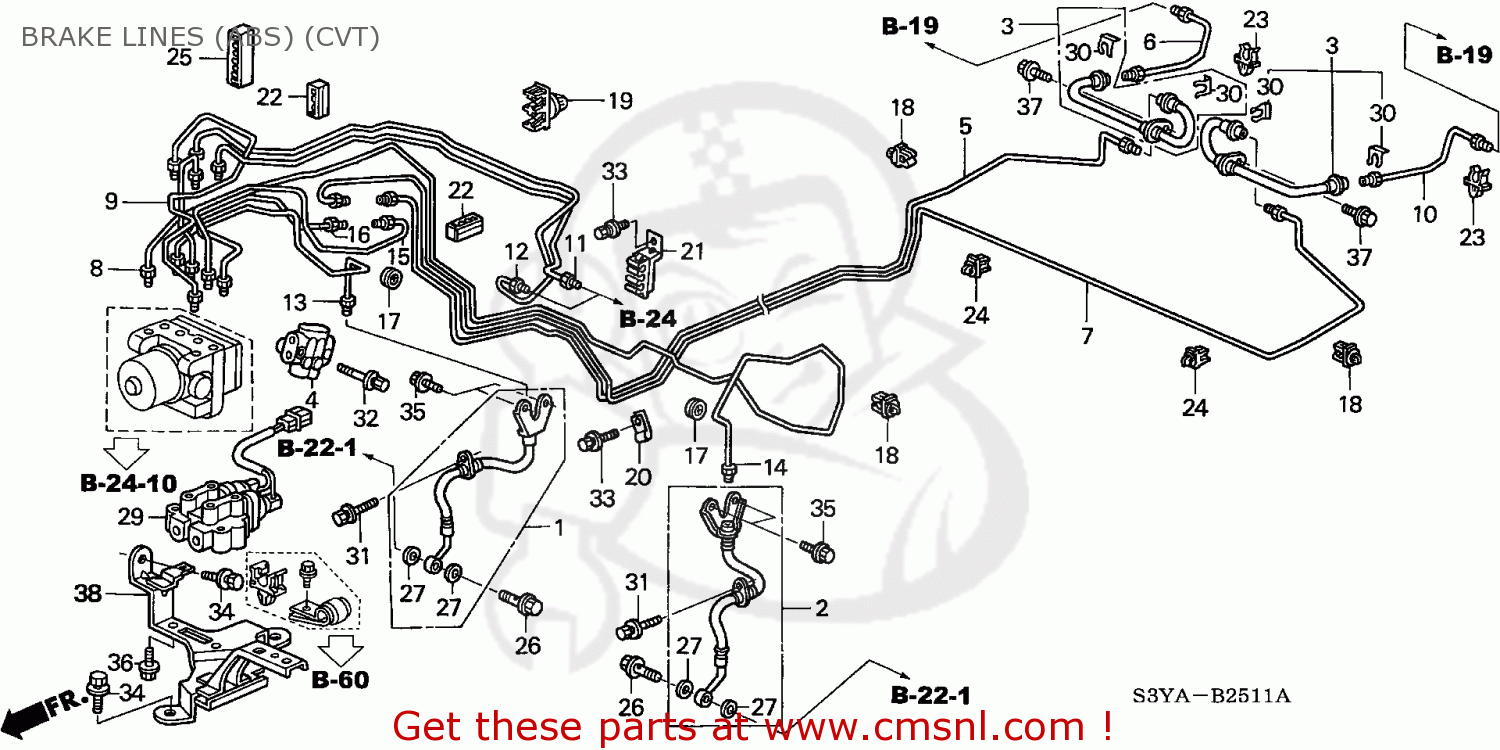 46377S3YA01 Pipe X, Brake Honda buy the 46377S3YA01 at CMSNL