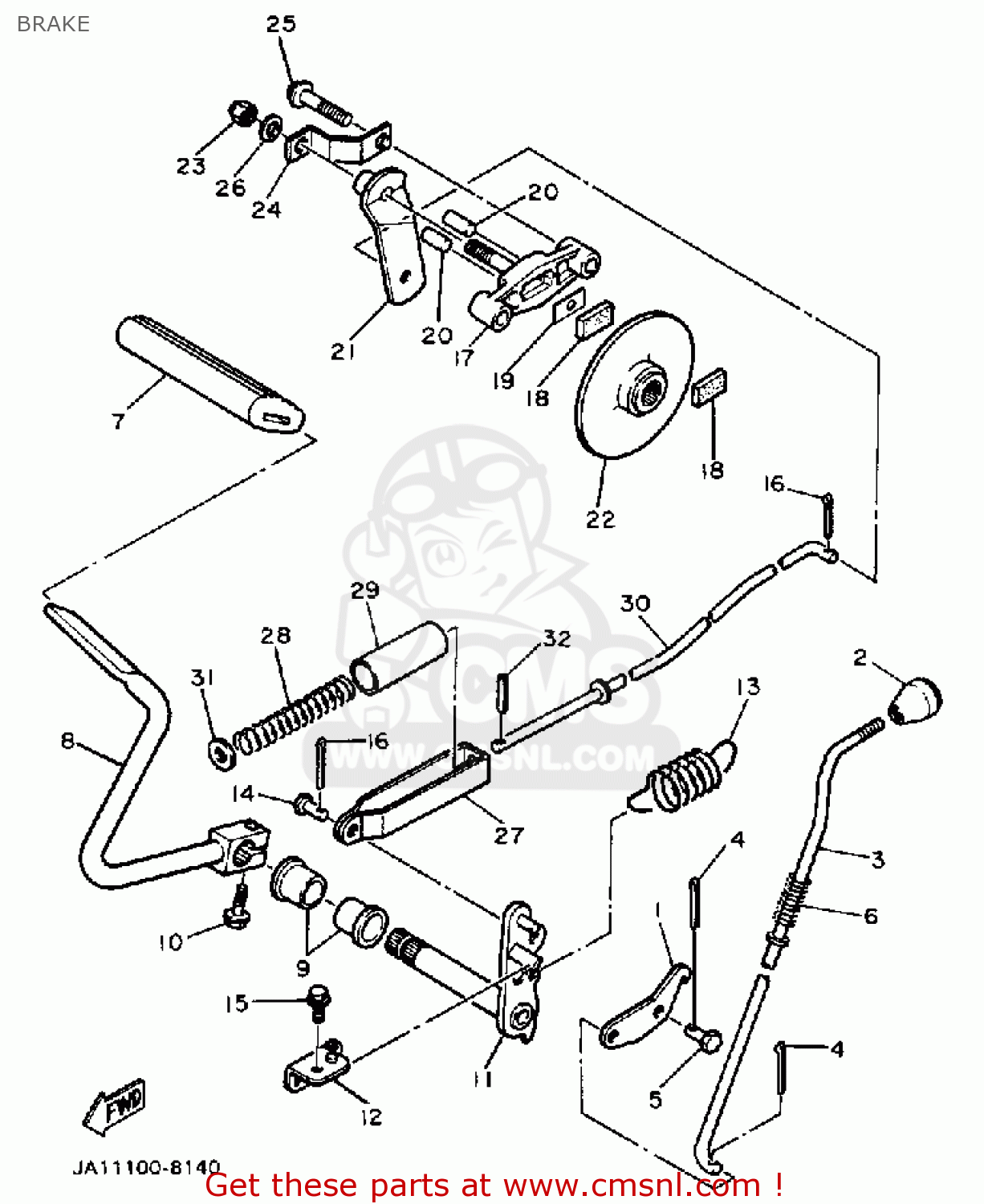 JA12566100 Rod, Parking Brake Release Yamaha buy the JA12566100 at