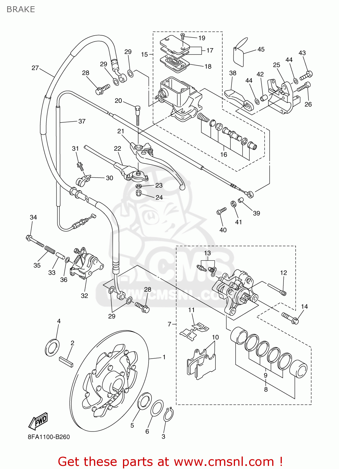 Yamaha MASTER CYLINDER SUB ASSY 8FAW258700 Yamaha MASTER CYLINDER SUB ASSY 8FAW258700