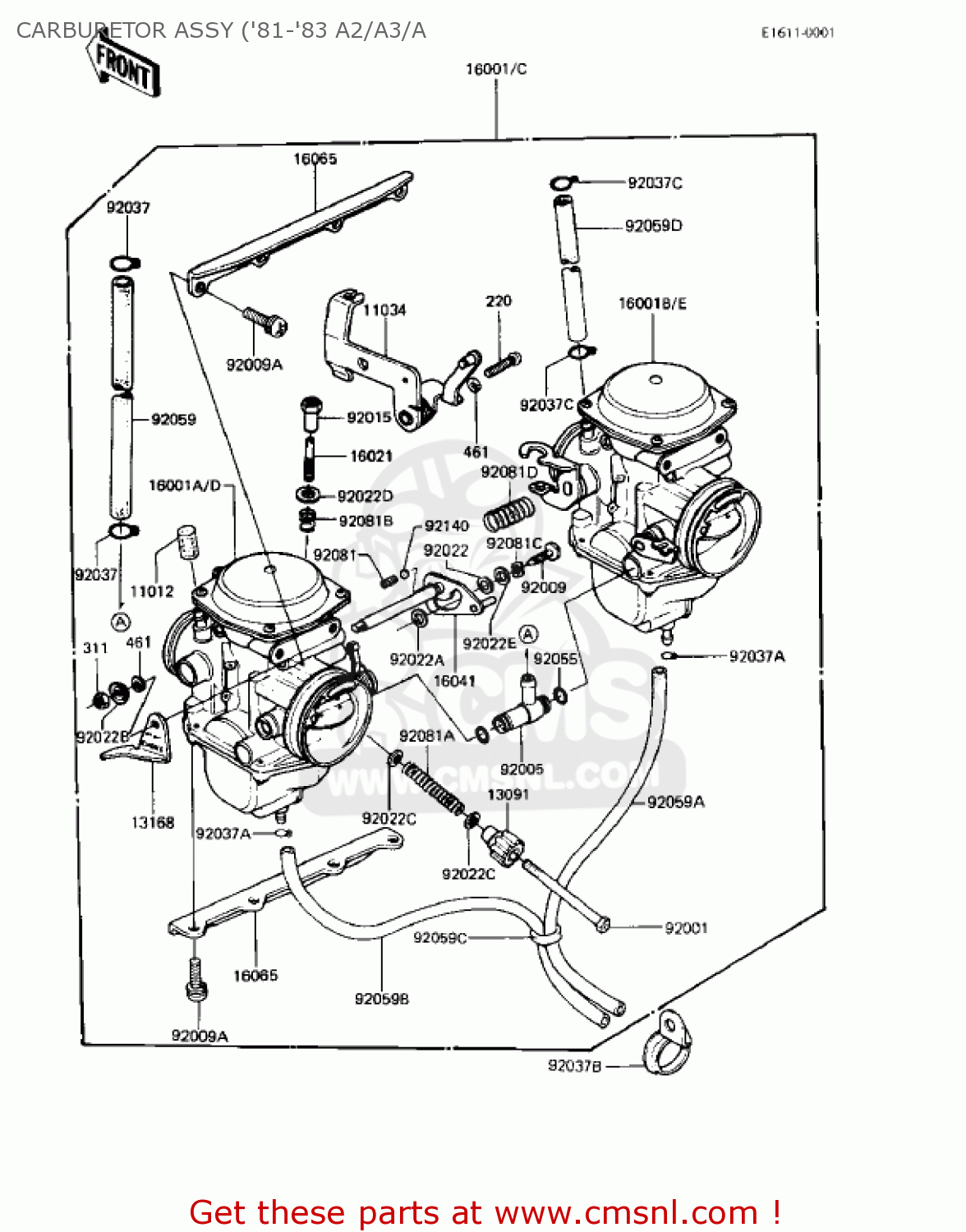 CARBURETOR,LH for KZ440D4 LTD 1982 USA CANADA / BELT DRIVE ... 2001 kawasaki prairie 300 wiring diagram 
