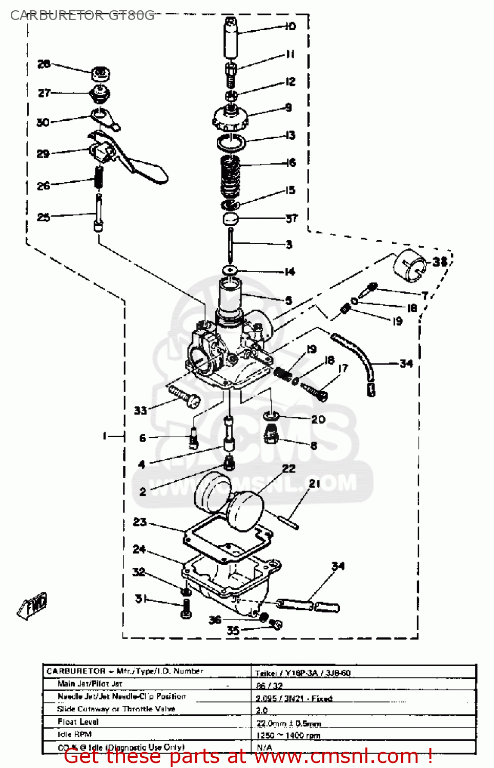 3J81432400 Screw, Drain Yamaha buy the 3J81432400 at CMSNL