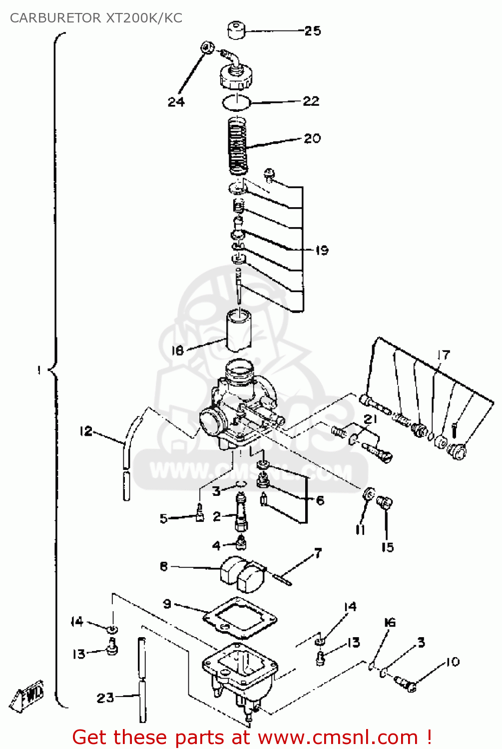 CARBURETOR ASY 1 for XT200 DUAL PURPOSE 1982 (C) USA order at CMSNL