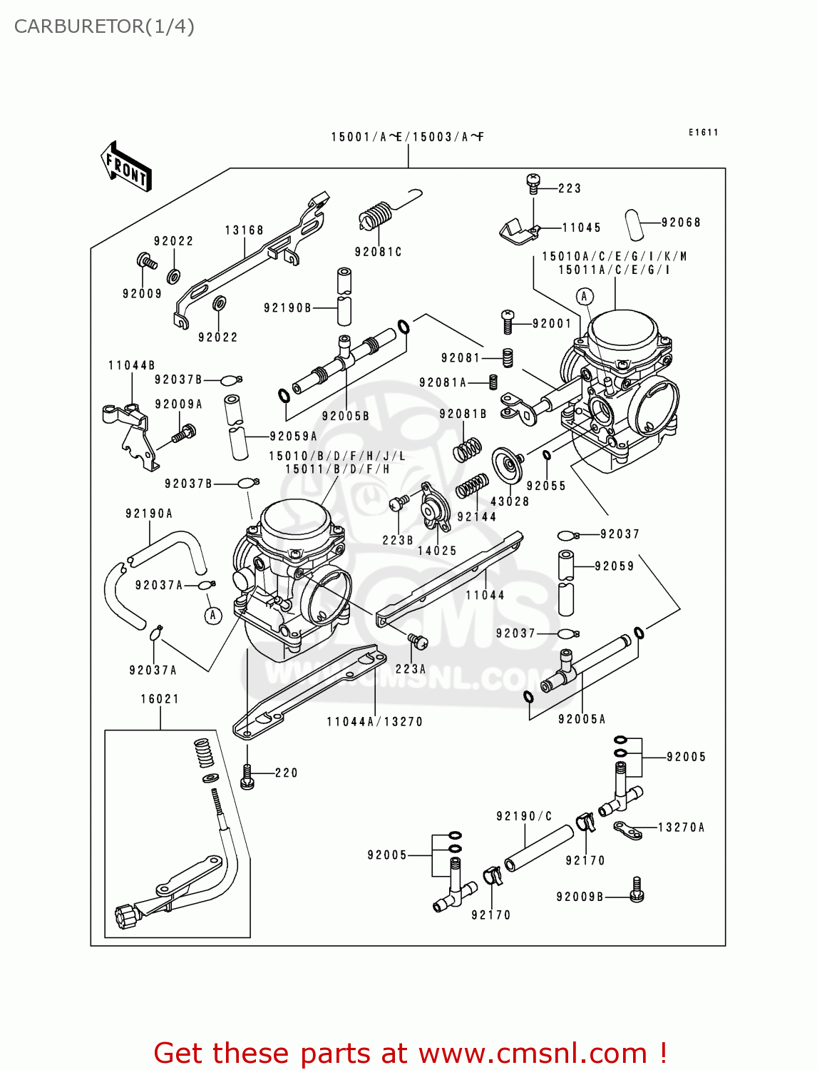 150011711: Carburetor-assy Kawasaki - buy the 15001-1711 at CMSNL