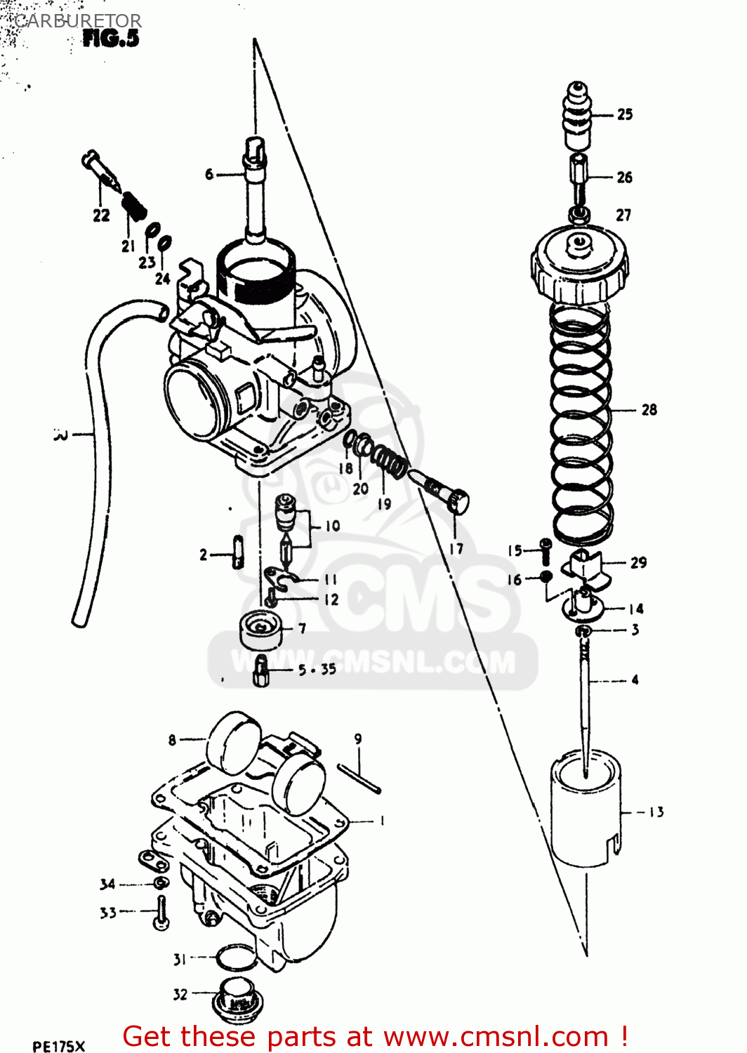 CARBURETOR ASSEMBLY for PE175 1980 (T) USA (E03) - order at CMSNL