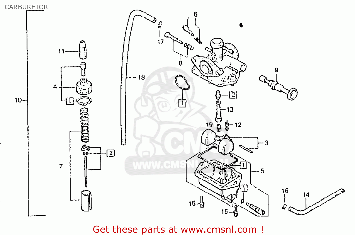 CARBURETOR ASSY for MT50P 1980 (A) NETHERLANDS - order at CMSNL