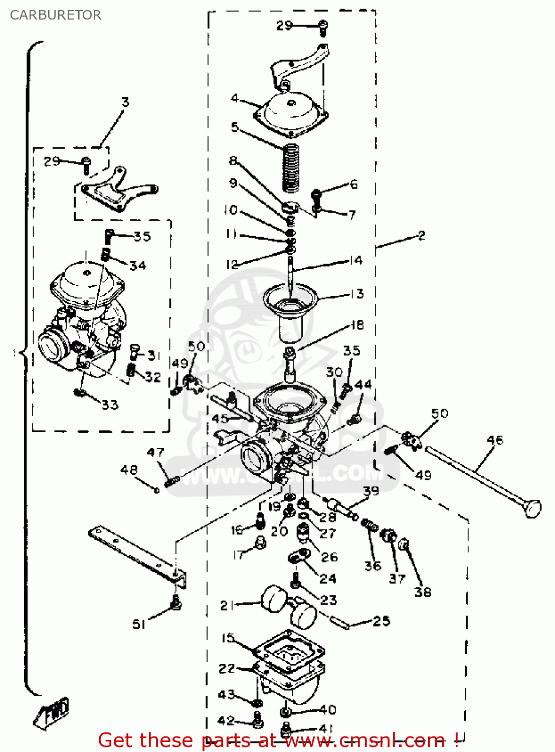 CARBURETOR ASSY 2 for XS650 1981 (B) USA order at CMSNL