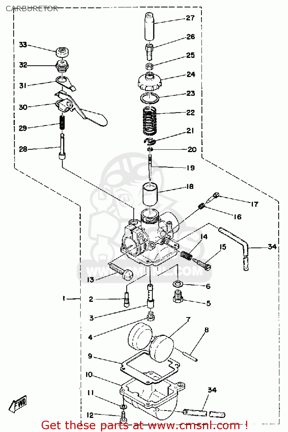 CARBURETOR ASSY for GT80 1973 1974 USA - order at CMSNL