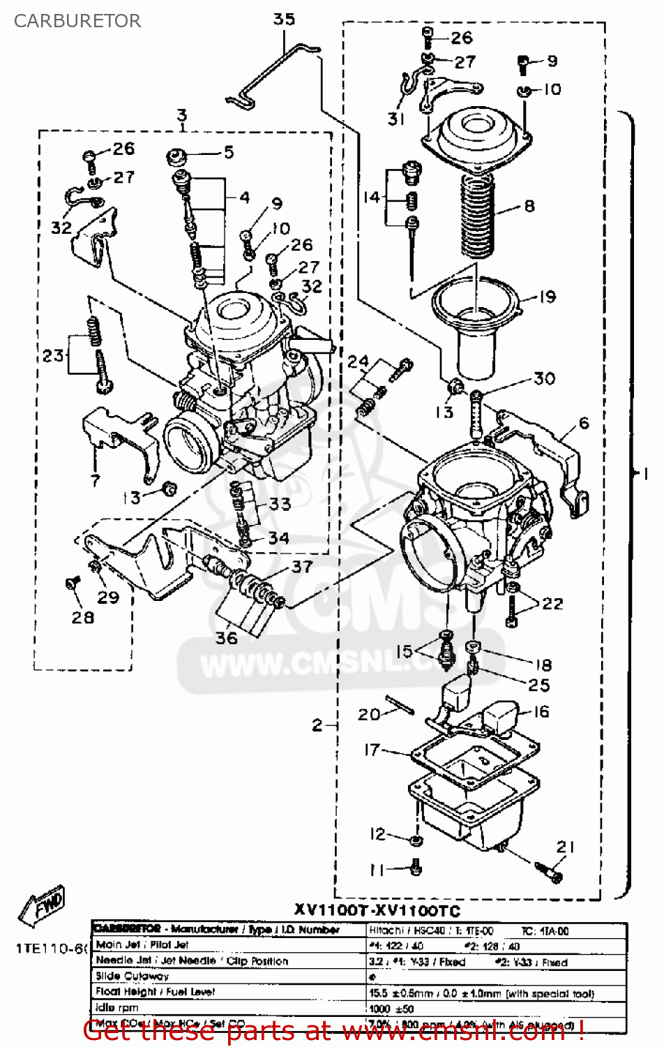 Xv1100 carburetor store