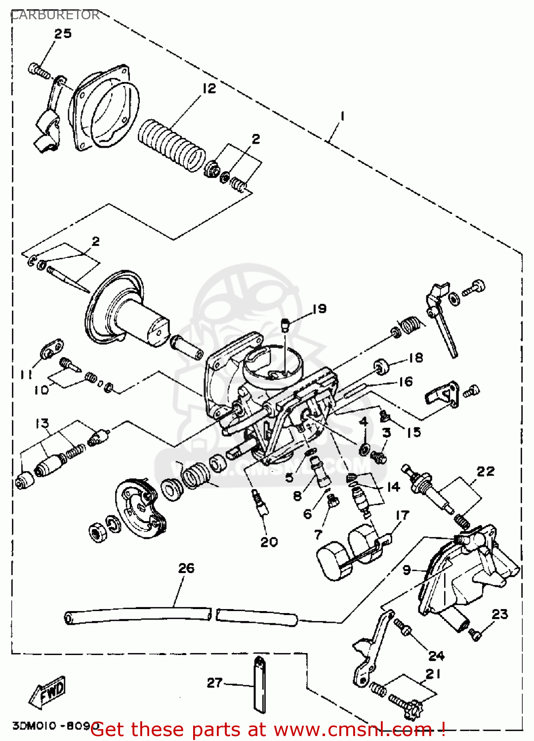 3BG1490001: Carburetor Assy Yamaha - buy the 3BG-14900-01 at CMSNL