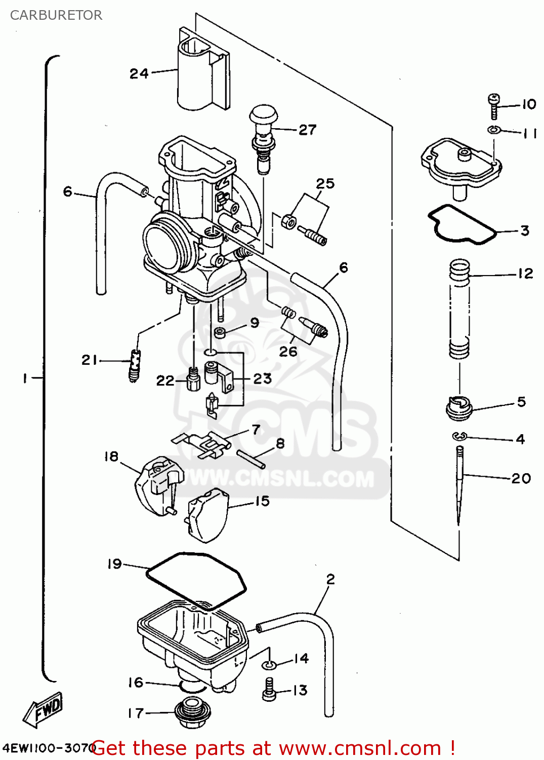 CARBURETOR ASSEMBLY 1 UR for YZ2501 1994 (R) USA order at CMSNL