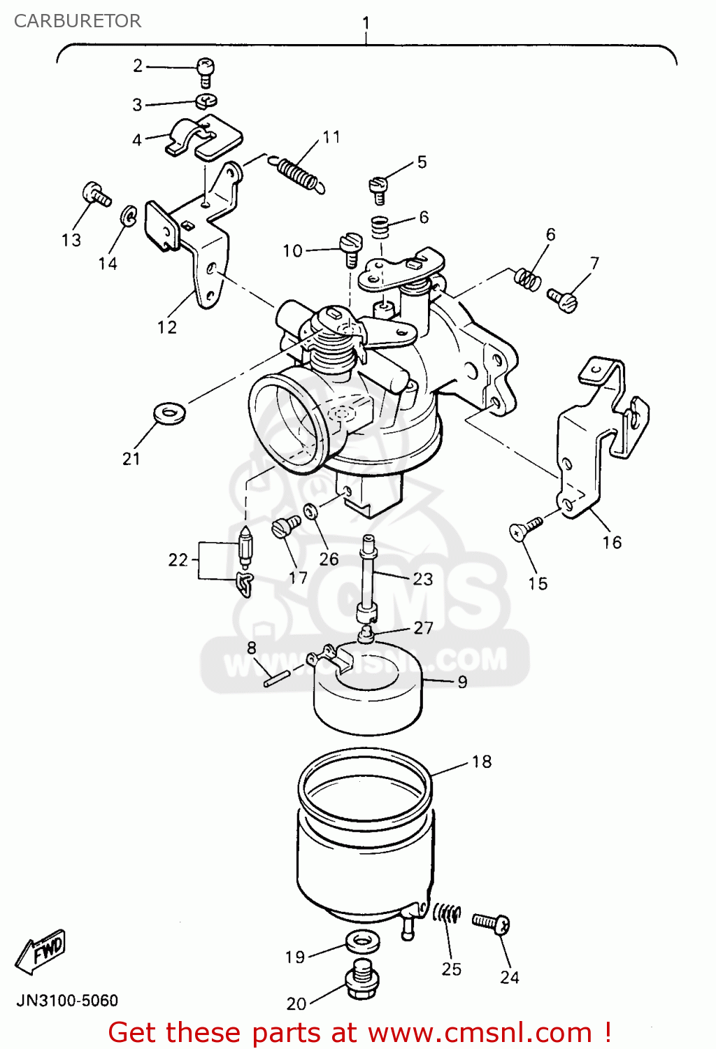 JN31410110: Carburetor Assy 1 Yamaha - buy the JN3-14101-10 at CMSNL