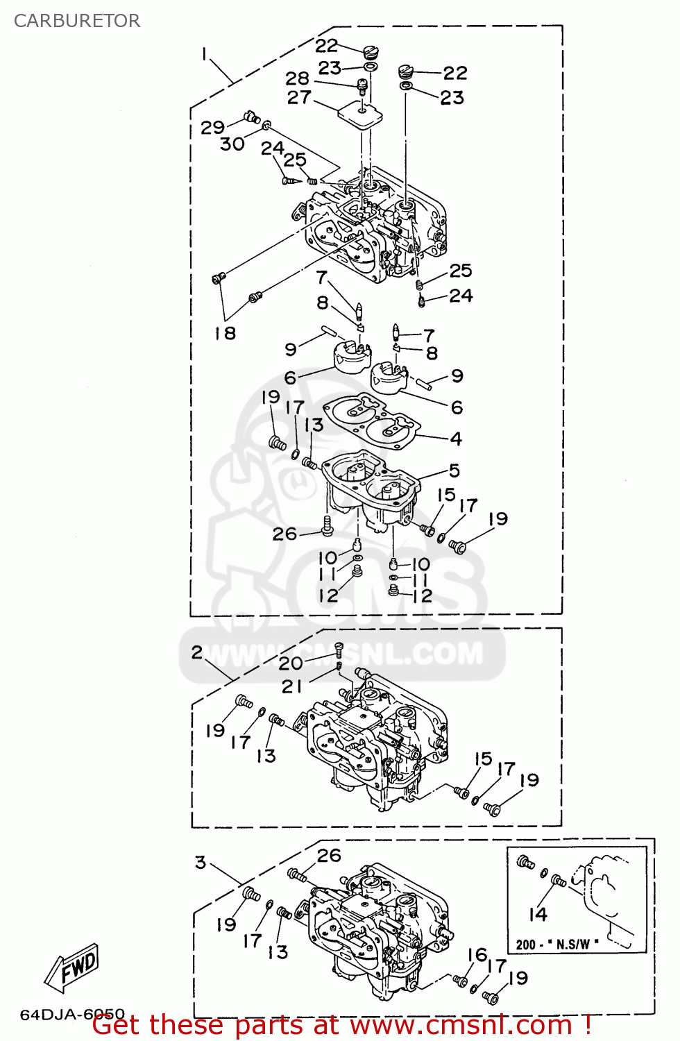 Yamaha CARBURETOR ASSY 2 64E1430200 Yamaha CARBURETOR ASSY 2 64E1430200