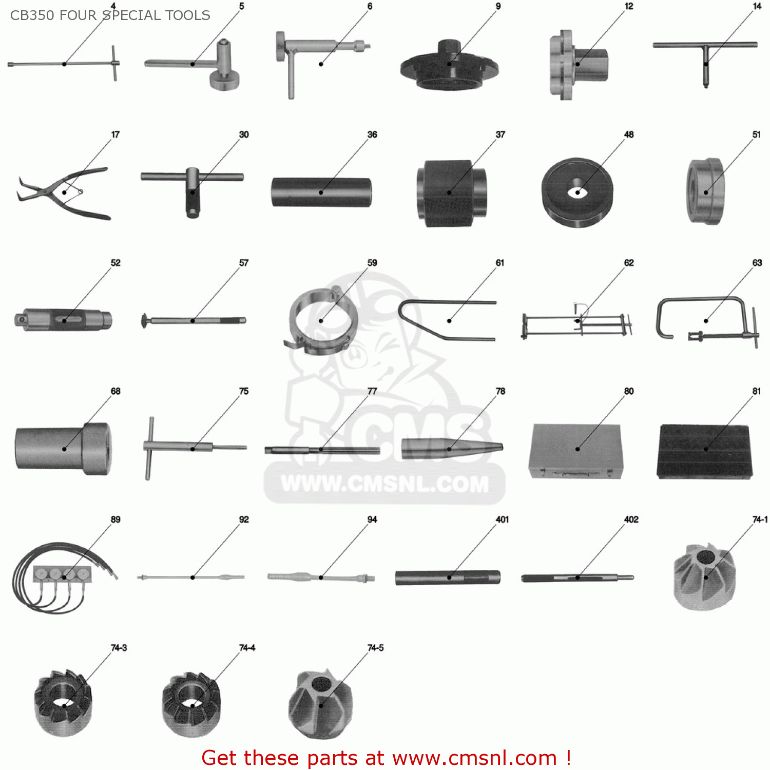 SPECIAL TOOL SET for CB350 FOUR SPECIAL TOOLS order at CMSNL