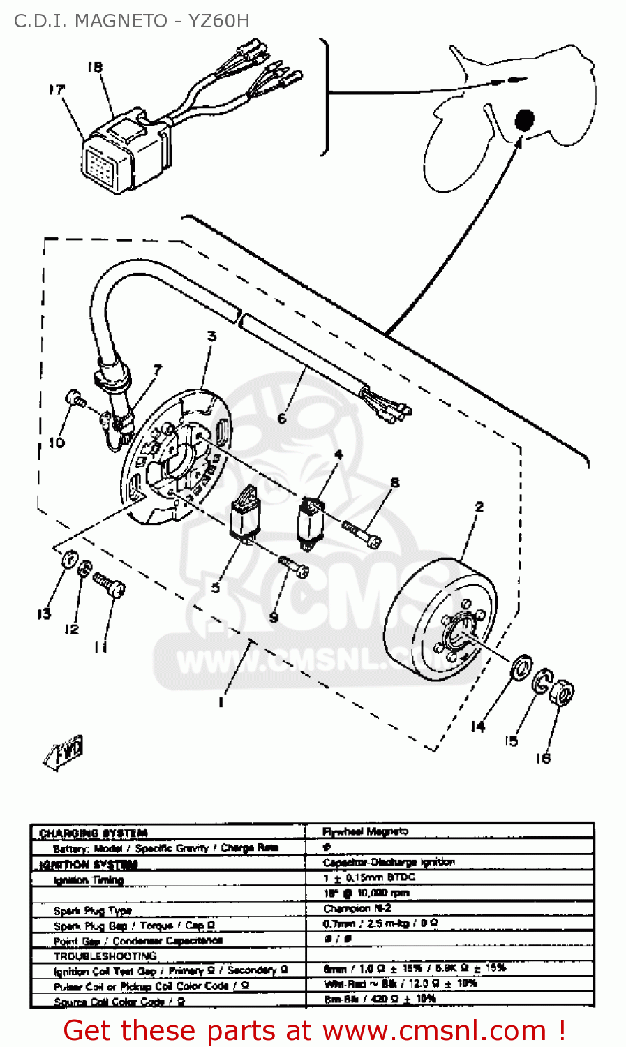 5X18550020: C.d.i. Magneto Assy Yamaha - buy the 5X1-85500-20 at CMSNL