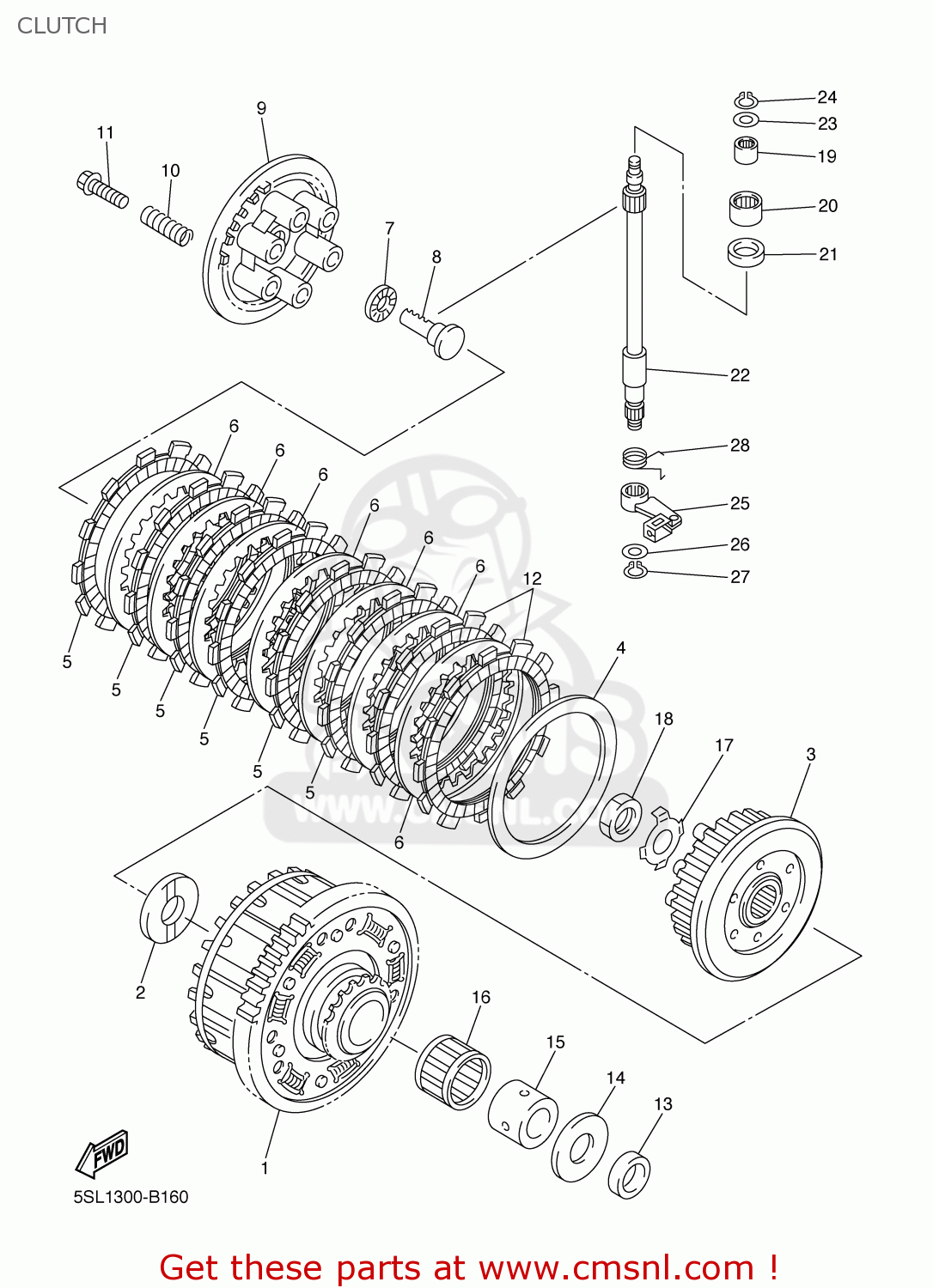 5SL1634000: Push Lever Assy Yamaha - buy the 5SL-16340-00 at CMSNL