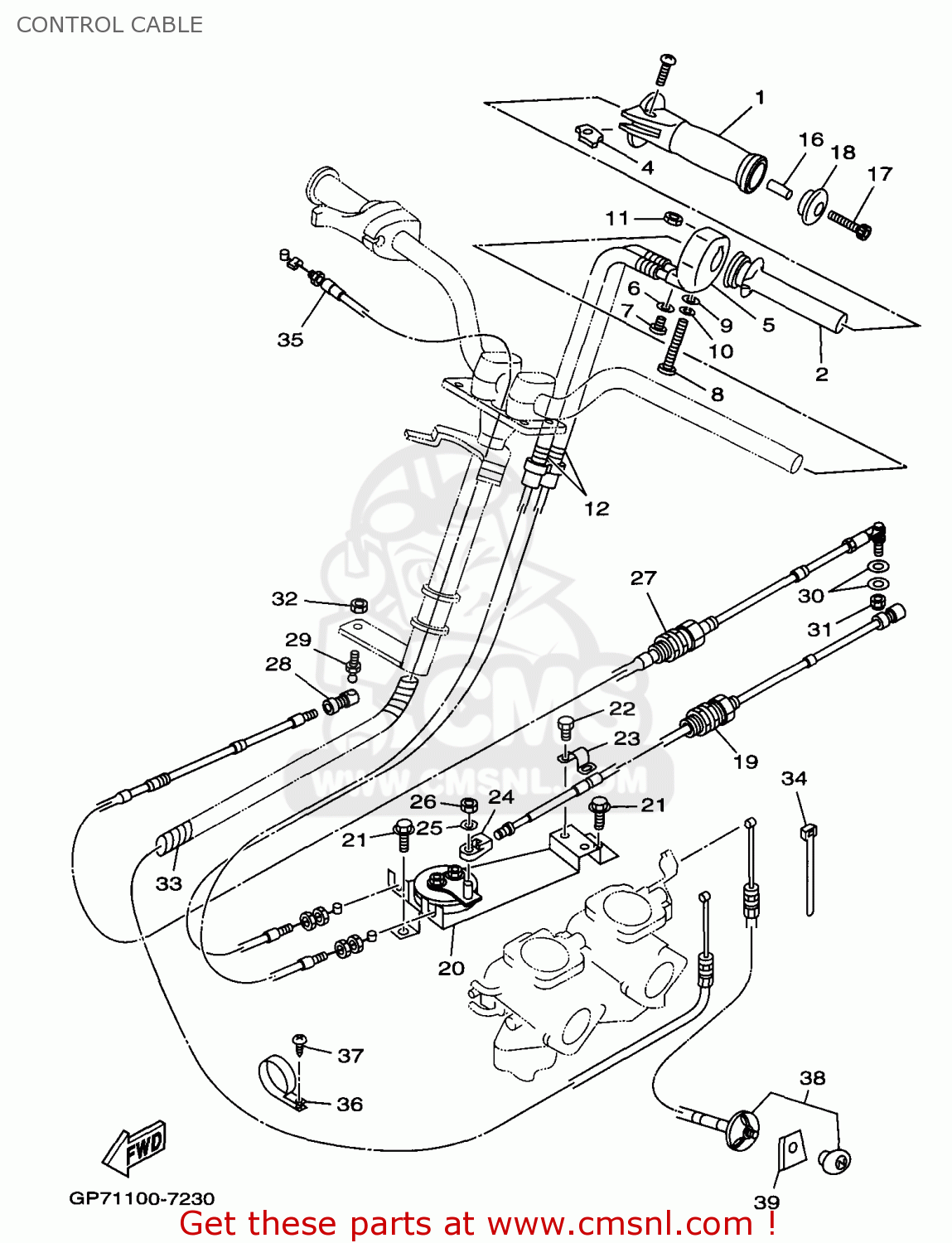 Yamaha CABLE,TRIM CONTROL GP7U153E00