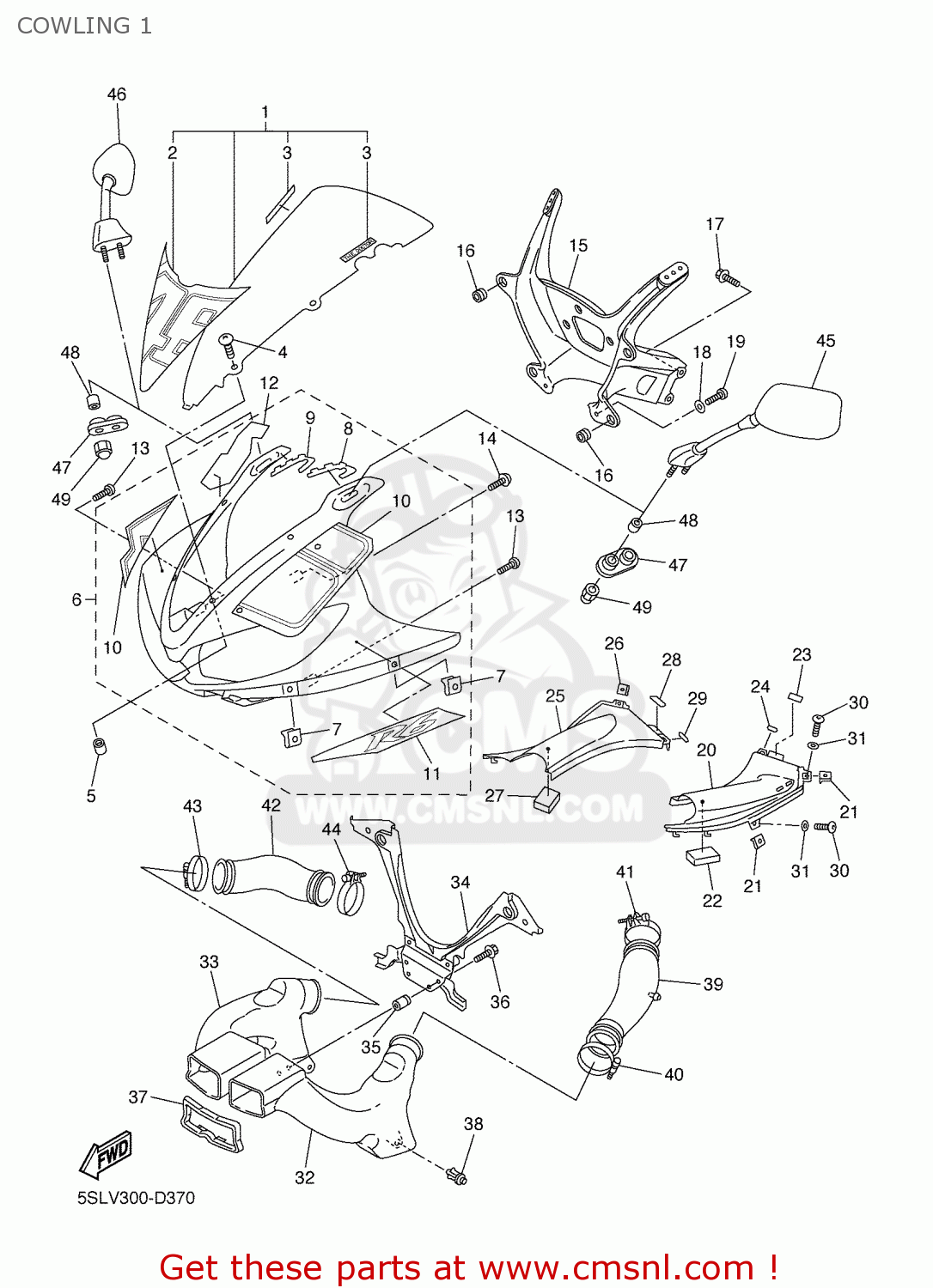 5SLY288130: Windshield Yamaha - buy the 5SL-Y2881-30-00 at CMSNL