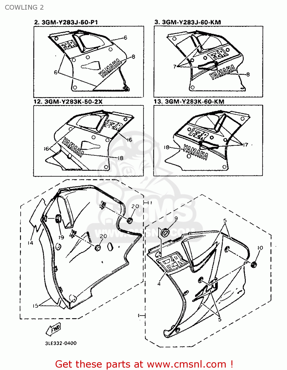 3GM2836W60: Graphic Set 4, Cowling Yamaha - buy the 3GM-2836W-60 at CMSNL