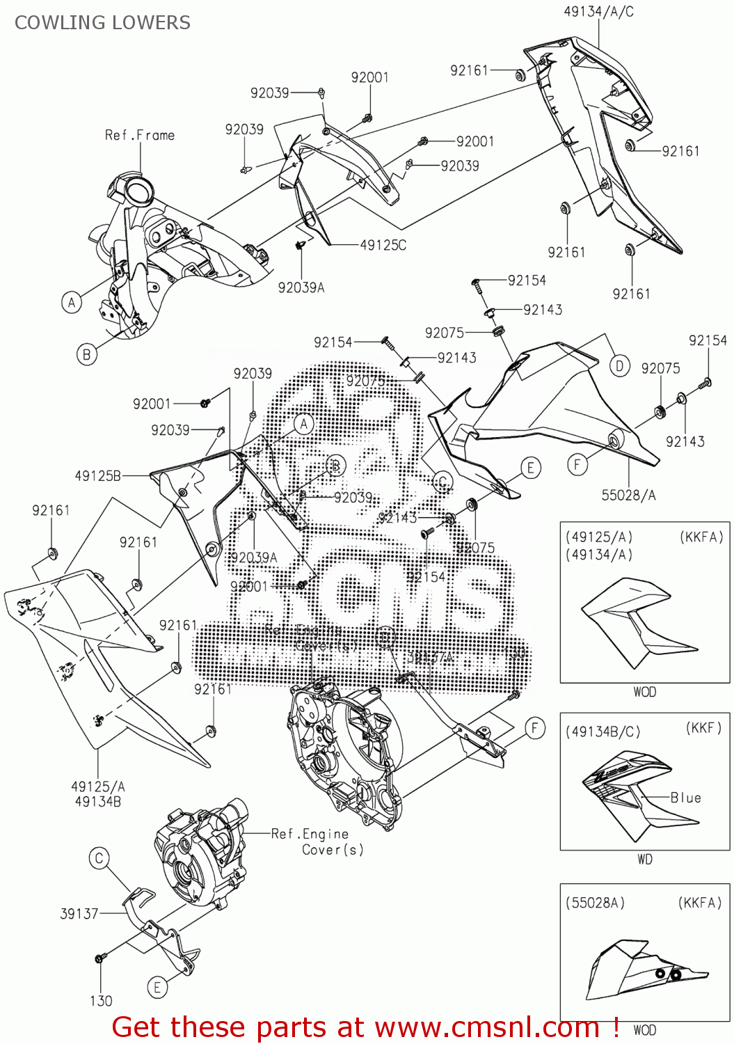 Kawasaki SHROUD,OUTER,RH,C.P.B 491345035723 Kawasaki SHROUD,OUTER,RH,C.P.B 491345035723