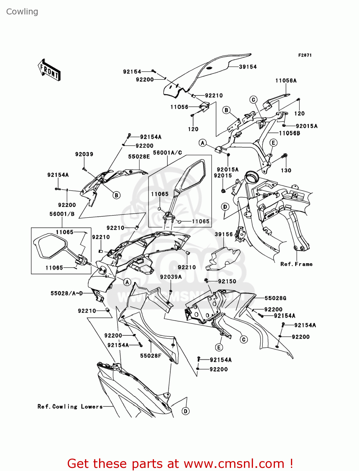 55028036615I Cowling,upp,p.red Kawasaki buy the 55028036615I at CMSNL