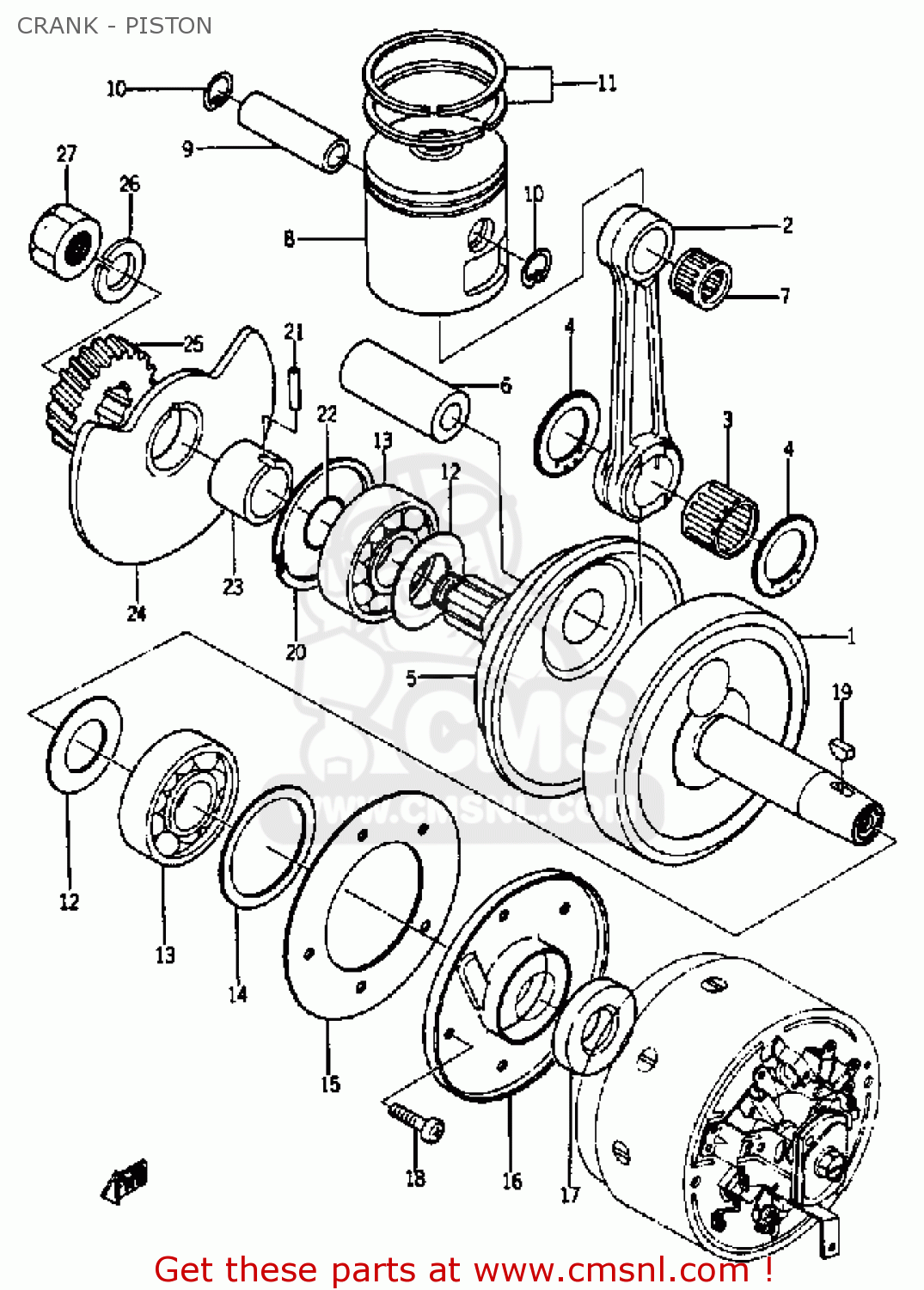 1371142200 Crank (r. H) Yamaha buy the 137114220000 at CMSNL