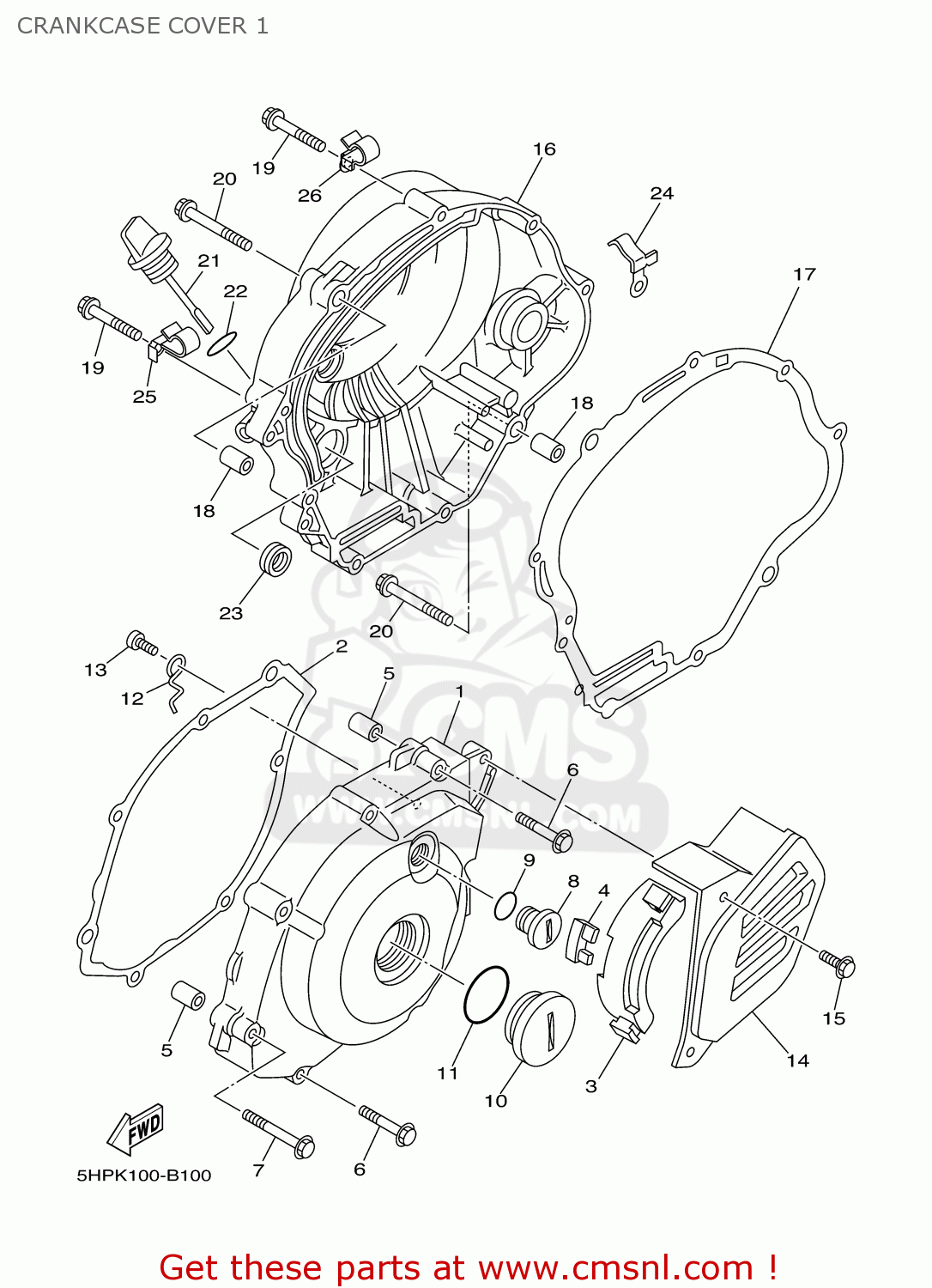 5HH1542101 Cover, Crankcase 2 Yamaha buy the 5HH1542101 at CMSNL
