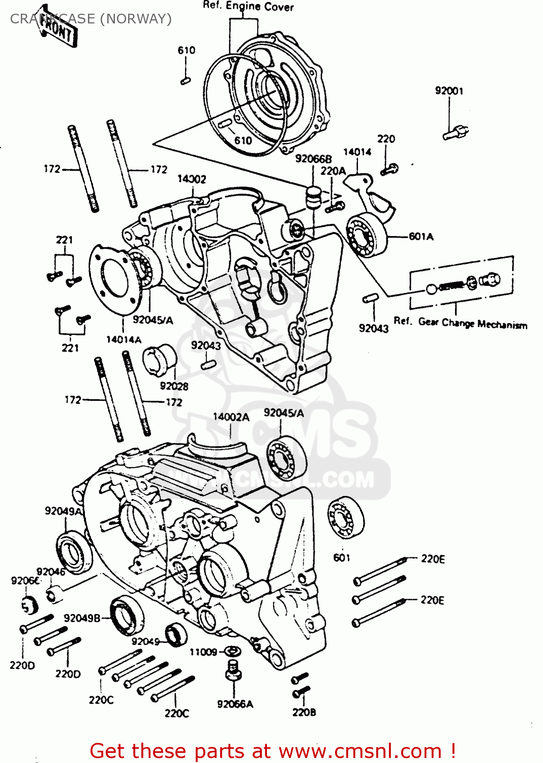 CRANKCASE,RH for KE100B13 1994 USA CANADA order at CMSNL