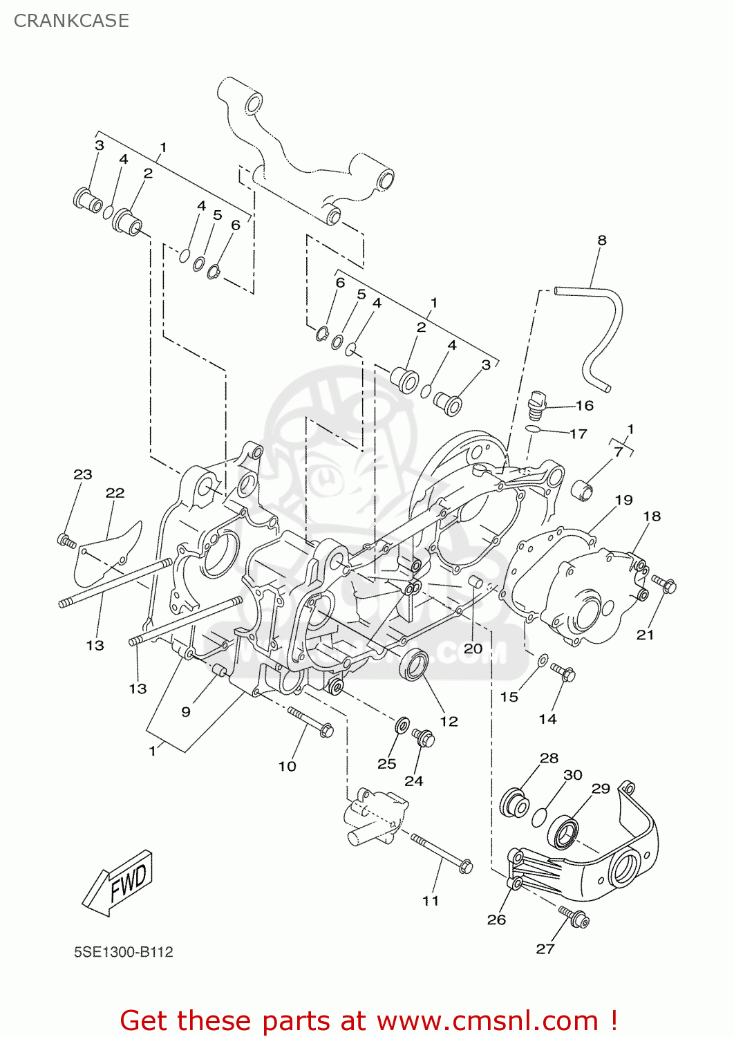 5SEE510001: Crankcase Assy Yamaha - buy the 5SE-E5100-01 at CMSNL