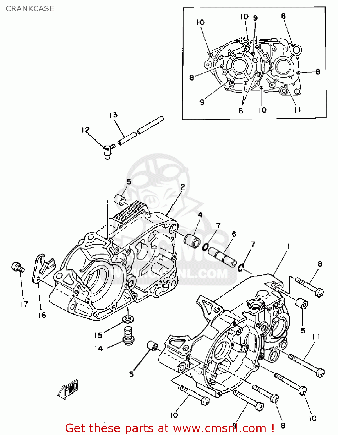 1W11511102: Case, Crank (l.h) Yamaha - buy the 1W1-15111-02 at CMSNL