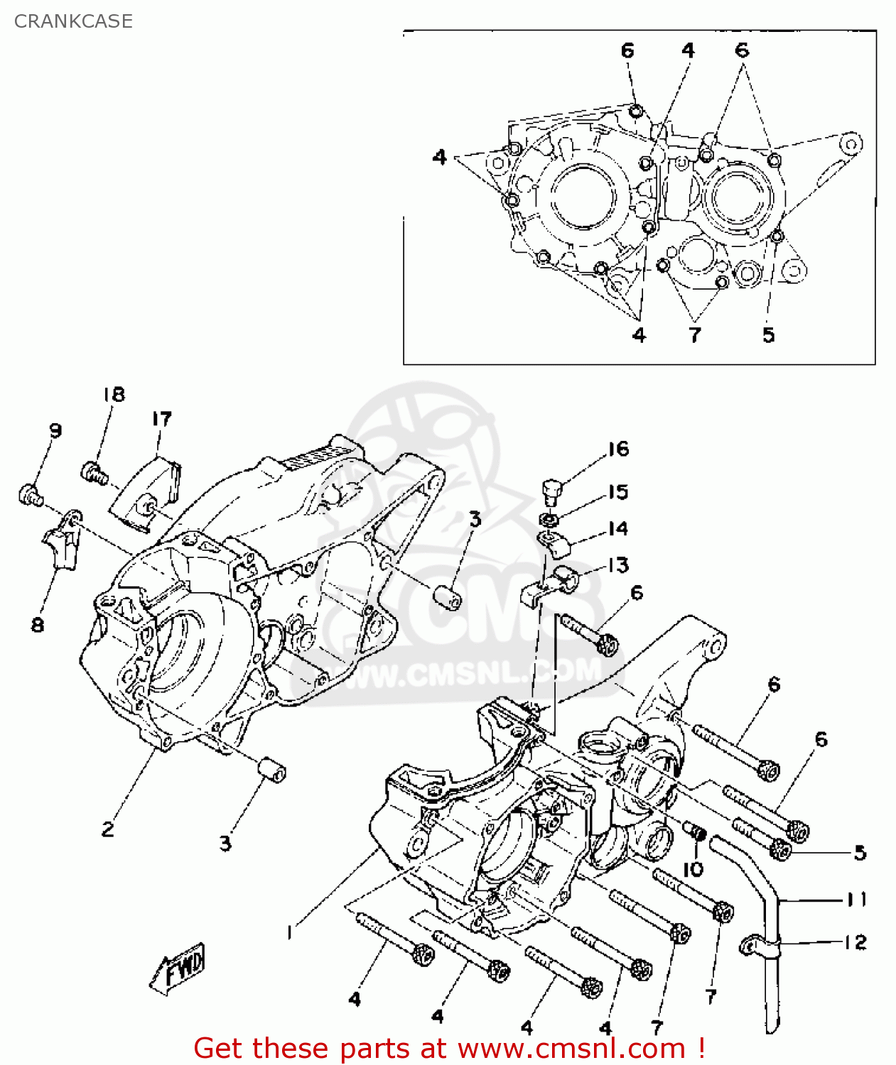 2X71511100: Case, Crank (l.h) Yamaha - buy the 2X7-15111-00 at CMSNL