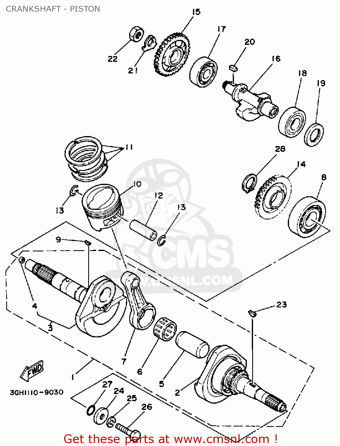 29U1140001: Crankshaft Assy Yamaha - buy the 29U-11400-01 at CMSNL