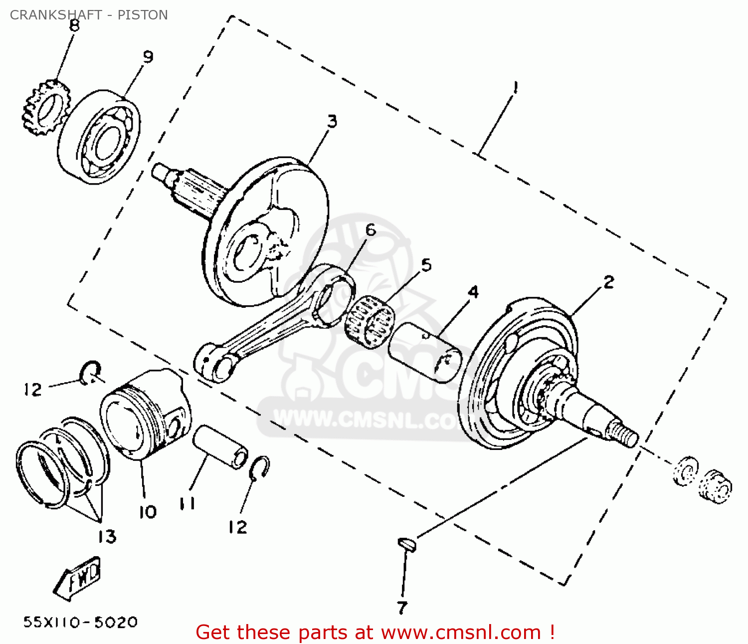 22K1142200 Crank 2 Yamaha buy the 22K1142200 at CMSNL