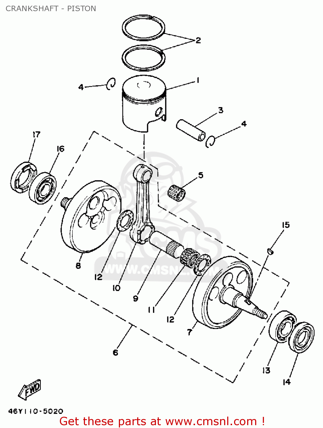 38V1140000: Crankshaft Assy Yamaha - buy the 38V-11400-00 at CMSNL