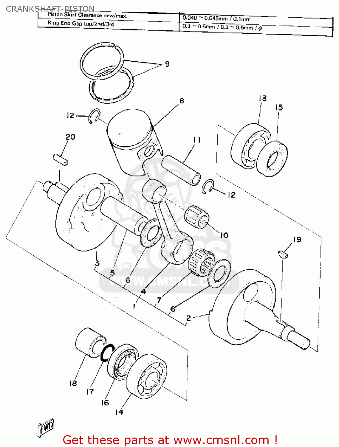 2N51163800: Piston (4th O/s) Yamaha - buy the 2N5-11638-00 at CMSNL