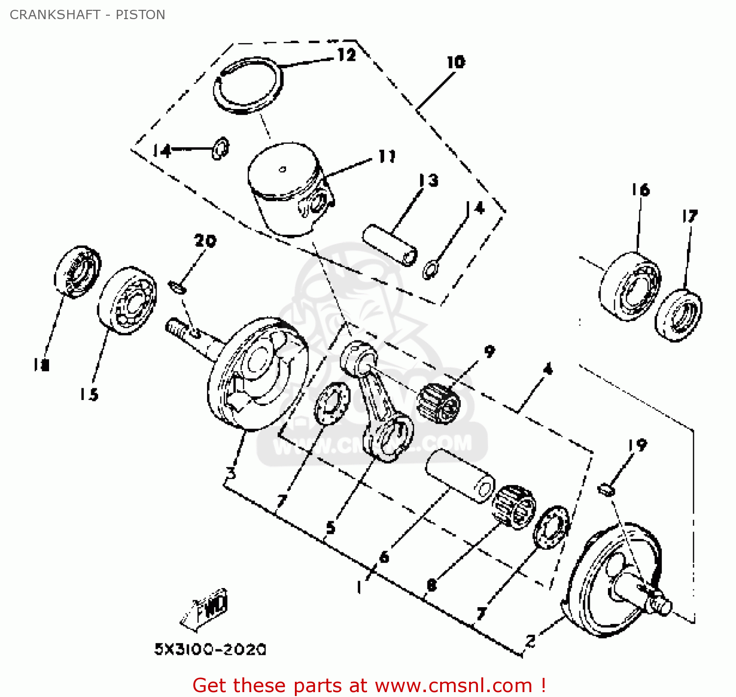 3R31140000: Crankshaft Assy Yamaha - buy the 3R3-11400-00 at CMSNL