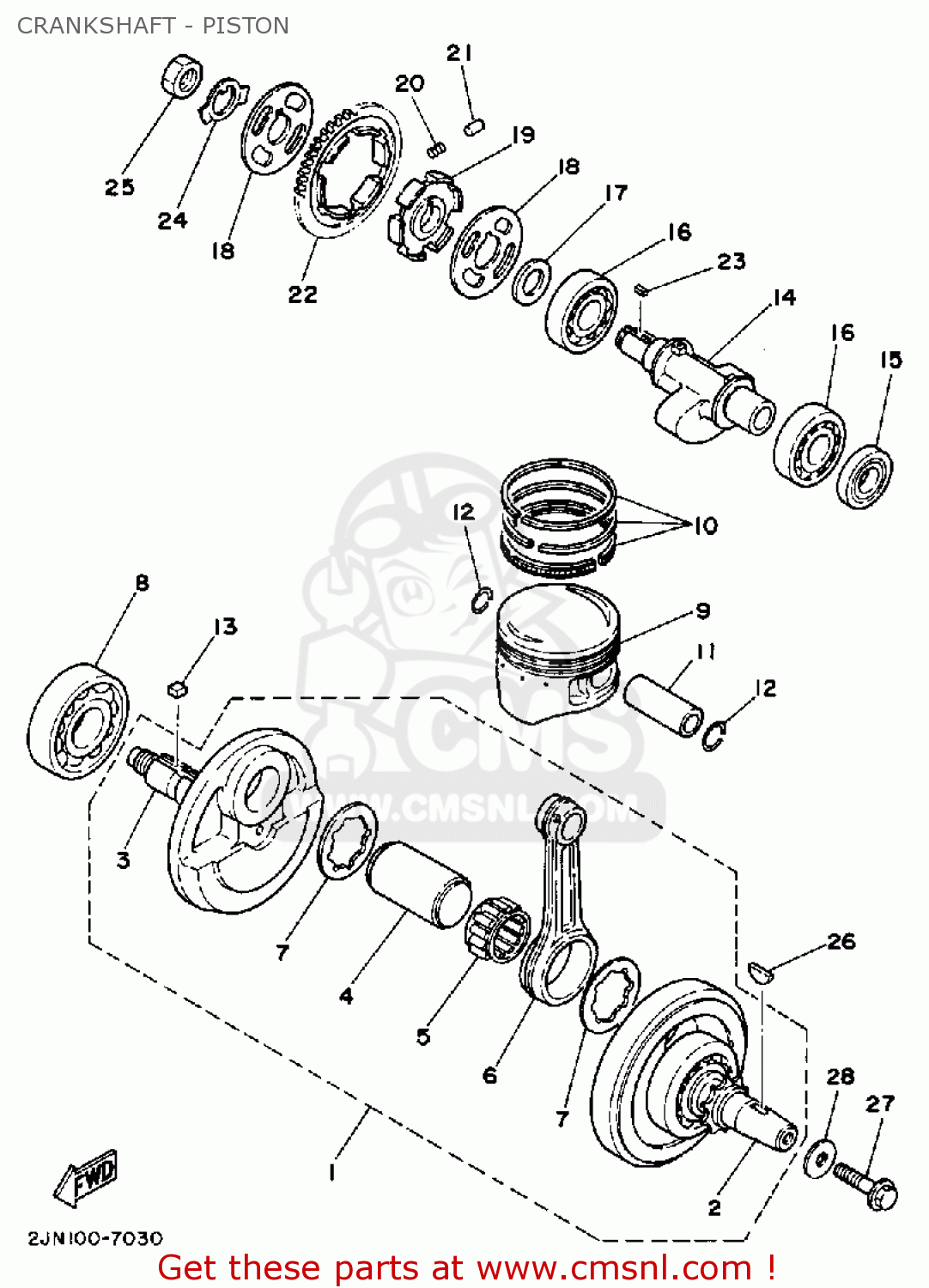 2JN1140000: Crankshaft Assy Yamaha - buy the 2JN-11400-00 at CMSNL