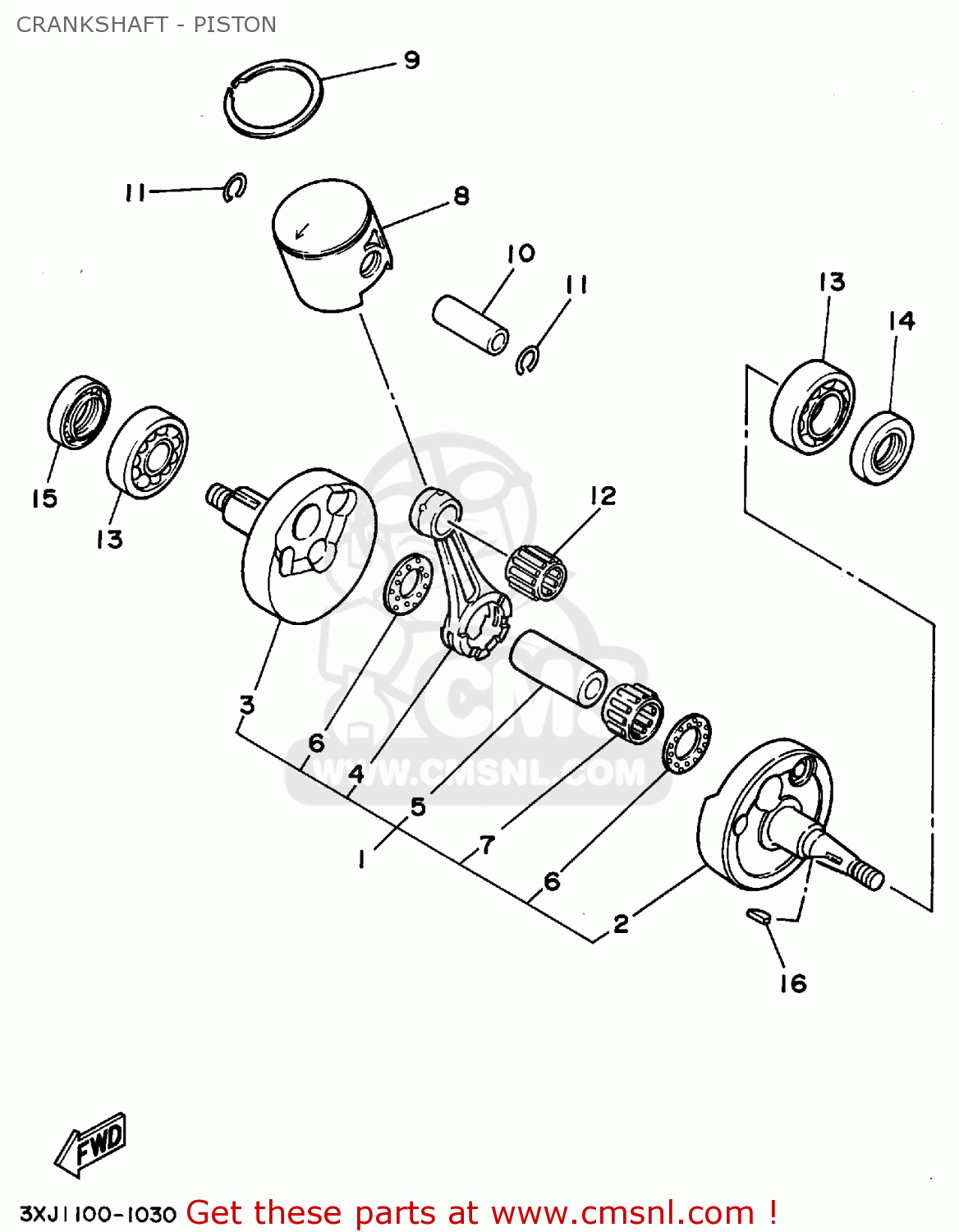 4JY1140000: Crankshaft Assy Yamaha - buy the 4JY-11400-00 at CMSNL