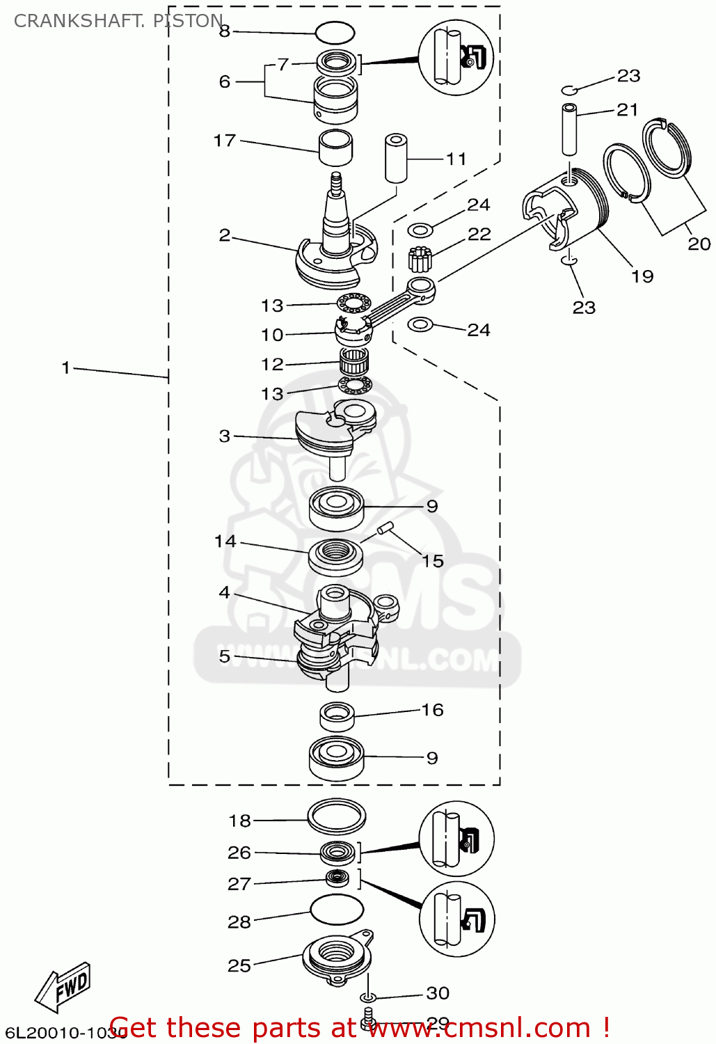 6L21140000: Crankshaft Assy Yamaha - buy the 6L2-11400-00 at CMSNL