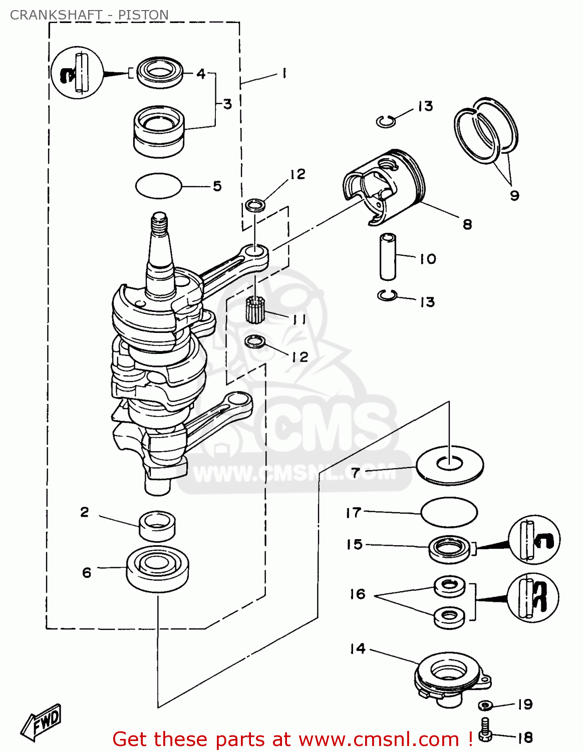 6J81140001: Crankshaft Assy Yamaha - buy the 6J8-11400-01 at CMSNL