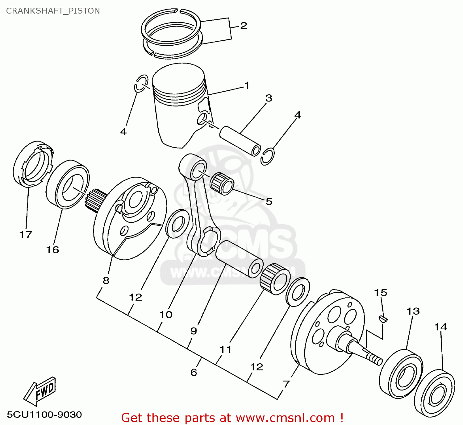 5CU1142000: Crankshaft Yamaha - buy the 5CU-11420-00 at CMSNL