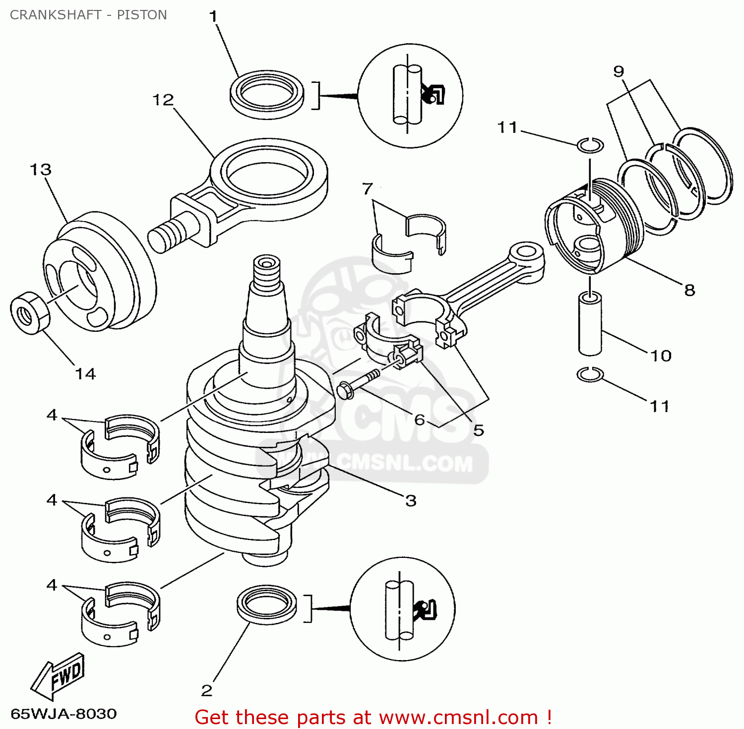 Yamaha PISTON (0.50MM O/S) 65W1163600 Yamaha PISTON (0.50MM O/S) 65W1163600