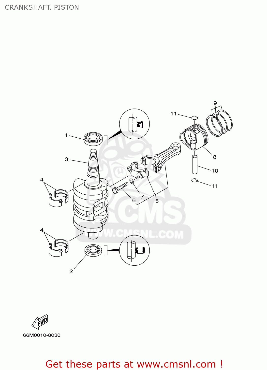 Yamaha PISTON (STD) 66M116310096 Yamaha PISTON (STD) 66M116310096