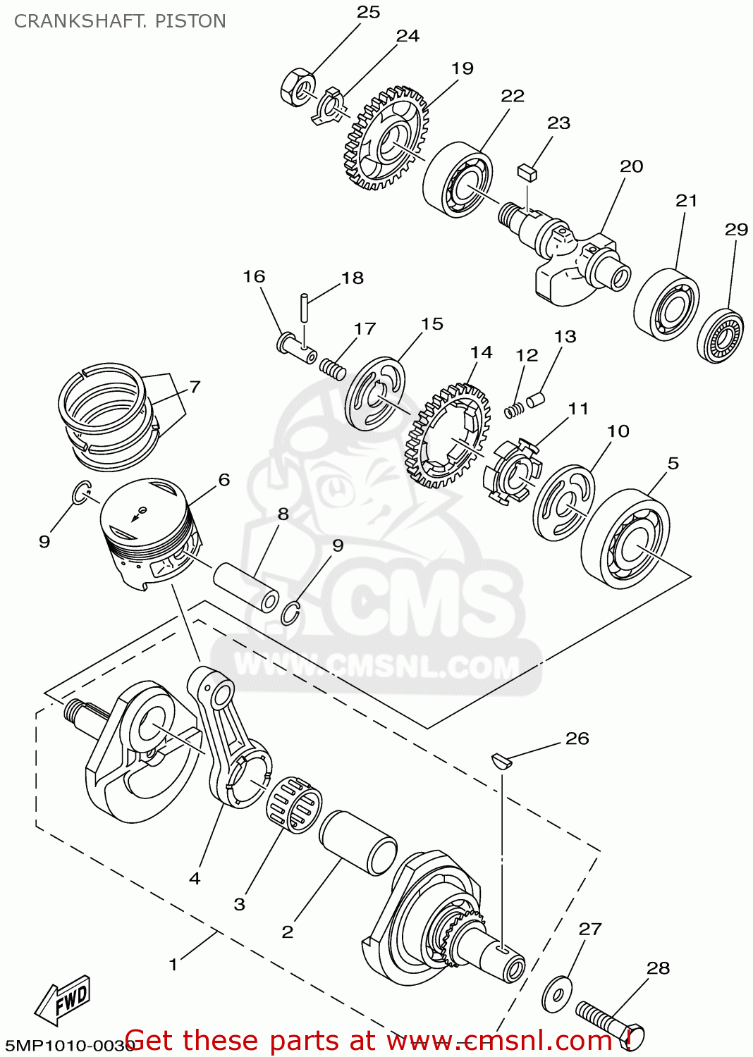 5MP1140000: Crankshaft Assembly Yamaha - buy the 5MP-11400-00 at CMSNL