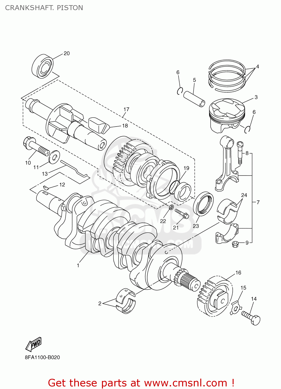 8FA1140600: Shaft Assy Yamaha - buy the 8FA-11406-00 at CMSNL