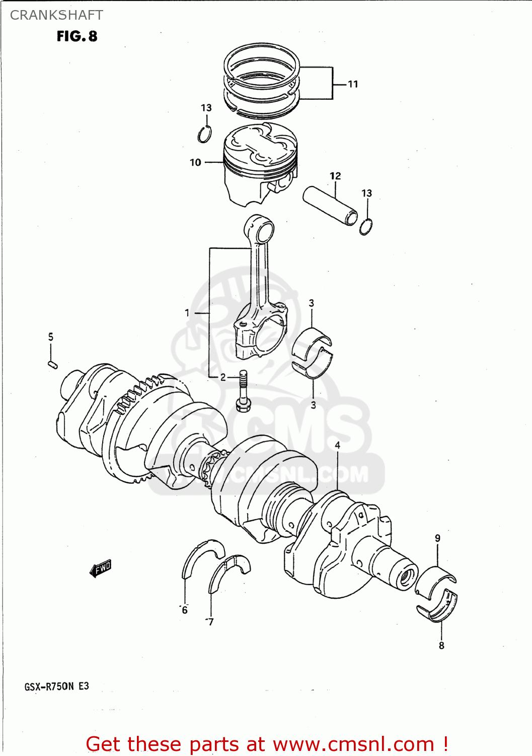 CRANKSHAFT SET for GSXR750 1991 (M) USA (E03) order at CMSNL